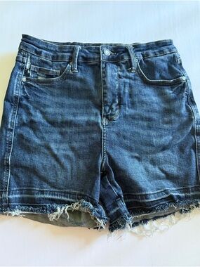 Judy Blue Dark Blue Distressed Cutoff Denim Shorts